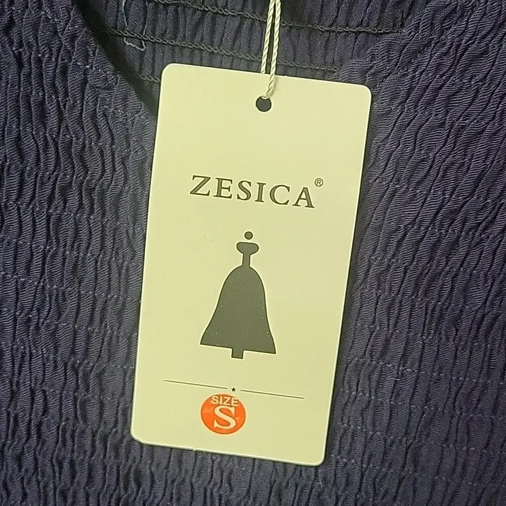 Zesica Navy Blue Long Sleeve Ruched Bodice Dress Womens Size Small NWT - Picture 5 of 12
